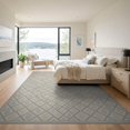 thumbnail image 3 of ODIKA 9'x12' Washable Area Rug Pile Trellis Minimalist Grid Motif Featuring Fuzzy Neutral Beige for Dining Room, Basement, Large Office, Non-Slip Chair-Friendly, 3 of 7