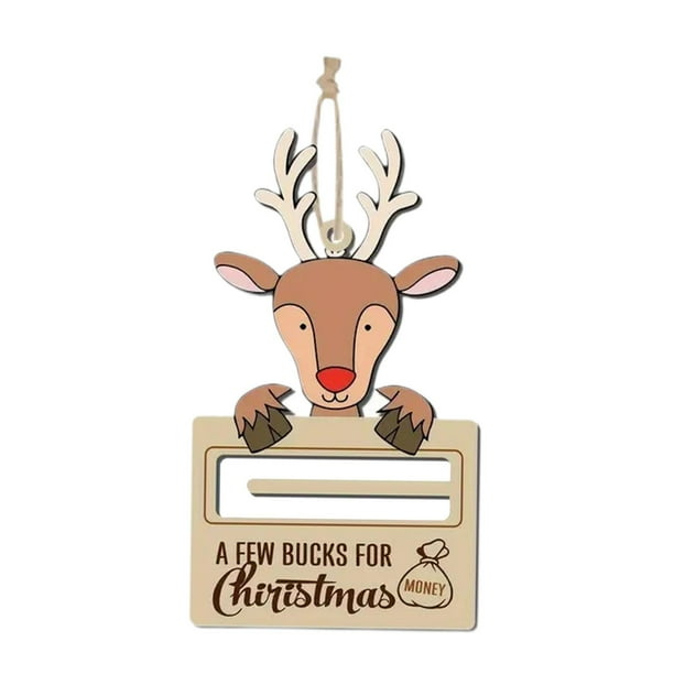 Porta dinero navideño, adornos colgantes, regalo ideal, creativo, práctico, de madera Ciervo de navidad