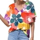 thumbnail image 1 of Camiseta de manga corta suelta con cuello en V y estampado informal a la moda de verano para mujer Pompotops hkajfhjk471304, 1 of 5