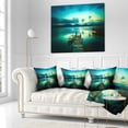 thumbnail image 3 of Designart Wooden Jetty and Boat in Sea - Seascape Throw Pillow - 16x16, 3 of 5