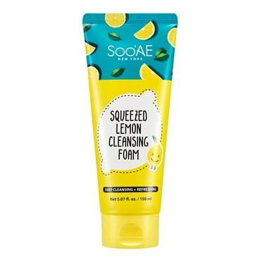 SooAE Squeezed Lemon Cleansing Foam Facial Cleansers Net 5.07 fl. oz. Deep Cleansing for Oily, Combination, Acne Prone Skin