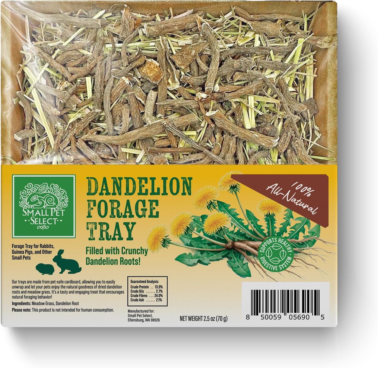 Small Pet Select - Forage Tray Bundle, Three Trays-Dandelion, Herb Mix, and Flower Mix, 2.5oz Each