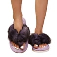 thumbnail image 2 of Ndbuld Womens Slippers Women Split Toe Warm Fiber Slide Sandals Elevated Base Indoor Outdoor Daily Footwear Purple, 2 of 8
