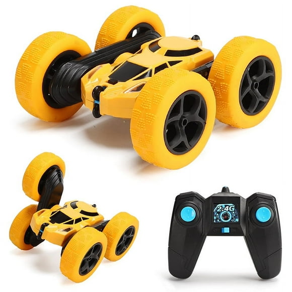 The Season Toys "Spider" Remote Control Double Sided RC Stunt Toy Car, 2.4 G 3-D Stunt Car with Four-Wheel Drive, Twisting Off-Road Deformation Vehicle Drift Car, Best Gift for Kids and Adults, Yellow