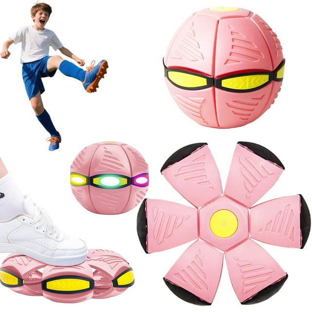 Glow in the Dark Bouncing Flying Saucer Toy, Unpredictable Bounce for Family Interactive Play, Soft Durable Kid-Safe Design for Evening Fun and Bonding (B)