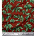thumbnail image 1 of Soimoi Red polyester Crepe Fabric Leaf Leaves Print Fabric by the Yard 42 Inch Wide, 1 of 3