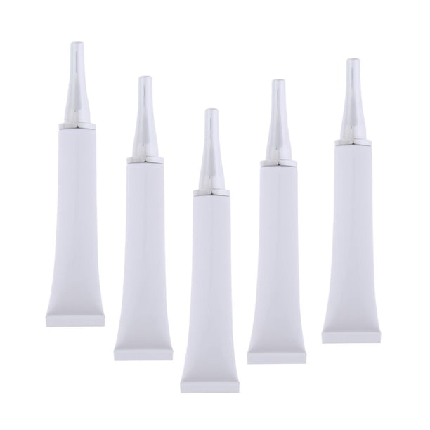 Paquete de 5 piezas, frasco de tubo vacío, paquete de muestra de maquillaje de vidrio para crema de ojos, 20 Blanco + dorado