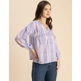 thumbnail image 3 of Moomaya Bohemian Cotton Long Sleeve Top - V Neck, Flowy Women's Boho Blouse, 3 of 9