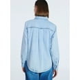 thumbnail image 4 of Free Assembly Women's Button Up Denim Shirt with Long Sleeves, Sizes XS-XXL, 4 of 6