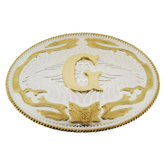 Big Initial G Letter Alphabet Belt Buckle Western Cowboy Rodeo Gold Silver Metal