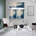 thumbnail image 5 of Abstract Oil Painting Theme Kitchen Curtains Valances and Tiers Set of 3 Beige Blue Graffiti Art Tier Curtains and Valance with Rod Pocket for Small Windows, 27.5"x24", 5 of 9