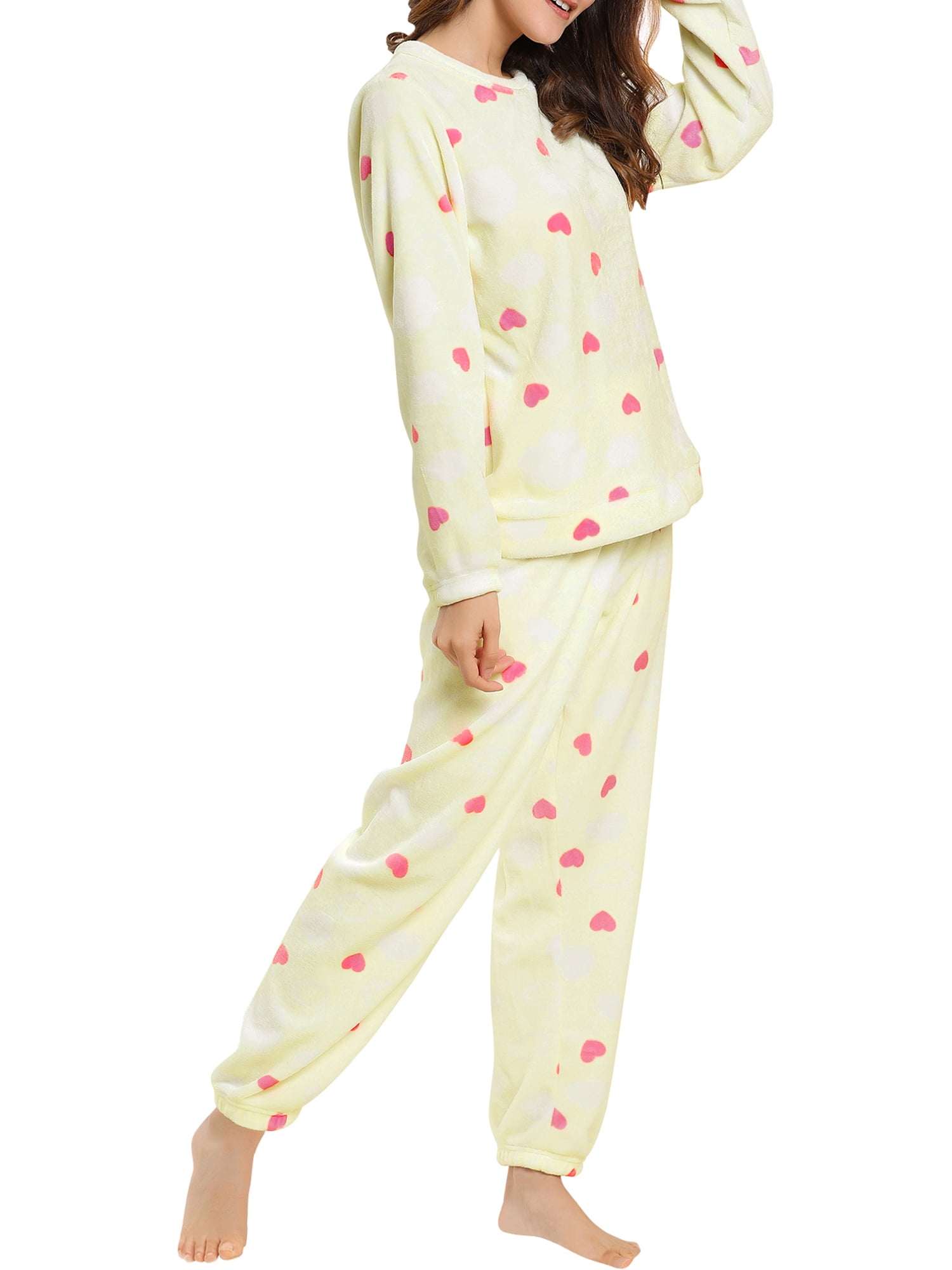 Unique Bargains Women's Winter Loungewear Sleepwear Flannel Pajama Set