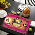 thumbnail image 5 of Set of 4 Happy Halloween Placemats - 12x18 Inch Linen Dining Table Mats with Horror Graffiti, Dark Style Lighthouse, and Fairy Tale Castle Designs for Seasonal Kitchen and Dinner Party Decor, 5 of 5