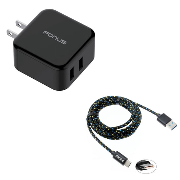 Type-C 6ft USB Cable w 30W Fast Home Charger N4K for Motorola One, Moto Z4 Z3 Play Z2 Play Z Play Droid Force Droid X4 G7 Power Play G6 - Nokia 3.1, 7.1, 8, Plus - OnePlus 5T, 6, 6T, 7 Pro