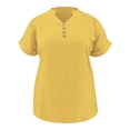 thumbnail image 6 of UQJfacai Womens Summer Henley Shirts Plus Size Textured Button V Neck Short Sleeve Tunic Tops Dressy Casual Blouses XL-5XL, 6 of 6