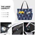 thumbnail image 3 of Zufioo Blue Gingham Buffalo Check Print Large Capacity Beach Travel Bag, Zippered Pocket Foldable Hand-held Shoulder Beach Bag, 3 of 7