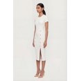 thumbnail image 2 of Women's Ribbed Knit Short Sleeve Midi Dress with Faux Buttons, 2 of 3
