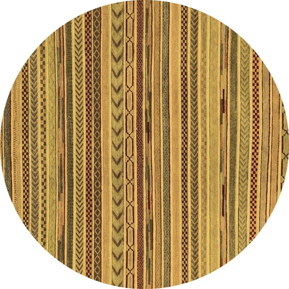 Ahgly Company Indoor Round Abstract Brown Modern Area Rugs, 5' Round