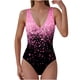 thumbnail image 2 of Traje de baño de una pieza para mujer, conjunto de bikini para mujer, sujetador sin mangas con escote en V y relleno, traje de baño informal estampado para mujer., 2 of 6