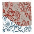 thumbnail image 2 of Ambesonne Swirls Shower Curtain, Curlicue Antique Floral Art, 69"Wx70"L, Vermilion Blue and Tan, 2 of 4