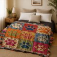 thumbnail image 2 of SPXUBZ Colorful Dog Paw Prints Patchwork Plaid Grid Flannel Throw Blanket Soft Warm Cozy Fleece Blanket for Dog Lovers Bed Couch, 2 of 3