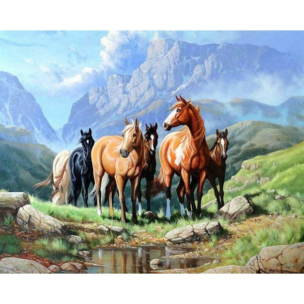 5D bricolaje completo taladro diamante pintura senderismo caballos bordado artesanía conjunto de costura Hugtrwg Para estrenar