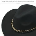 thumbnail image 3 of TELOLY Top Hat British Style Western Cowboy Hat Fedora Hats for Men Outdoor Gentleman Soft Felt Large Curved Brim Warm Jazz Hat Womens Hats,Black, 3 of 3