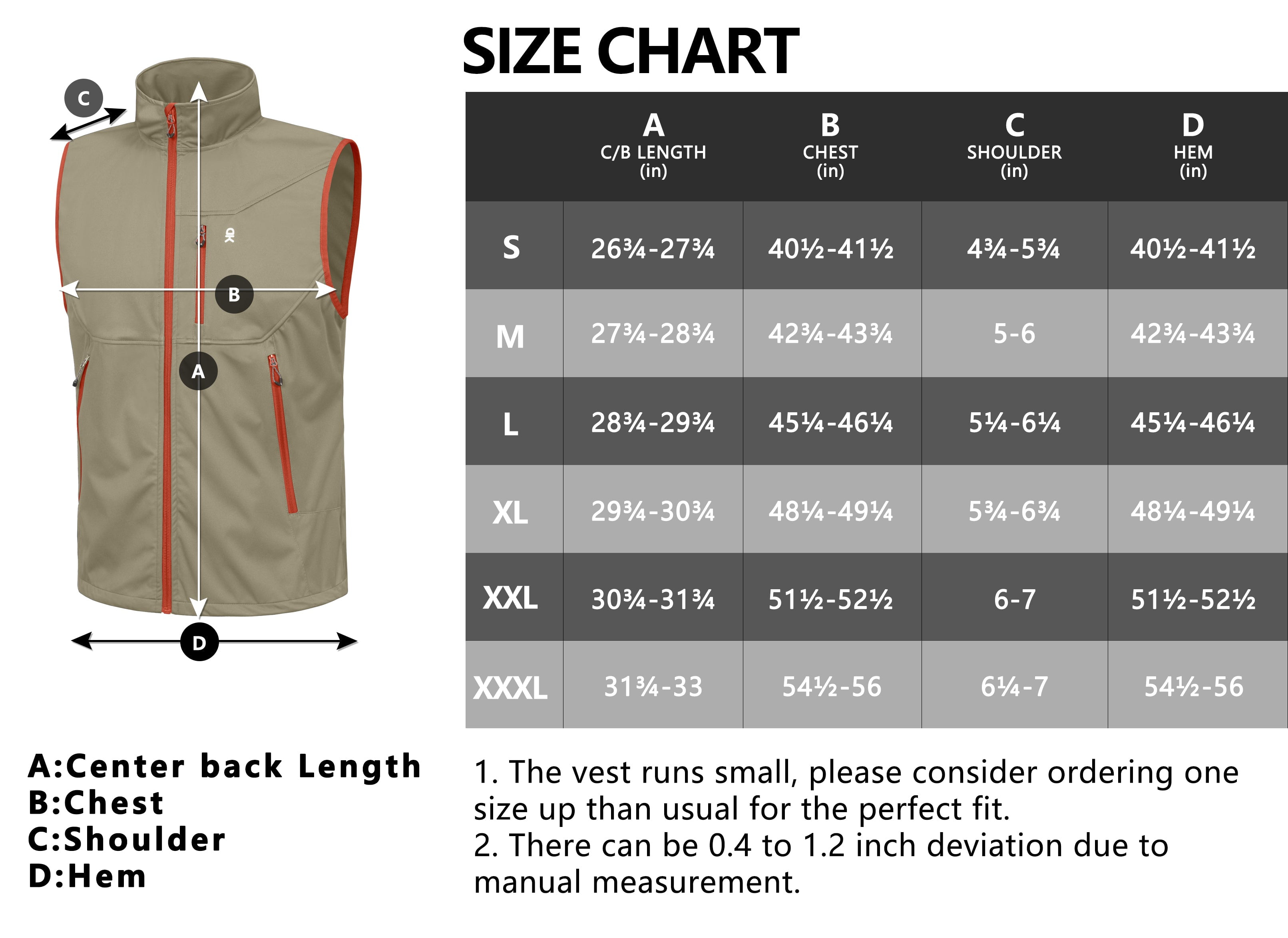 Little Donkey Andy Men's Lightweight Softshell Vest Windproof Sleeveless Jacket for Travel Hiking Running Golf Size S