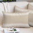 thumbnail image 2 of Beige Striped Pillow Covers 16"x24", Farmhouse Luxurious White Stripes Modern Abstract Art Soft Brushed Breathable Throw Pillow Covers, Pillowcase with Zipper for Couch Sofa Bedroom Living Room, 2 of 9