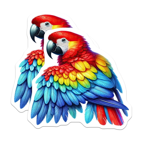 (2 Pack) Parrot Magnets - Colorful Bird Magnets - Tropical Animal Magnet - 5" On Longest Side - for Cars, Fridges, Toolboxes - Made in USA - MAG4522