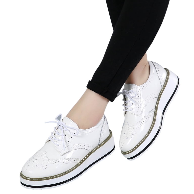 formal women's dress shoes comfortable for walking Hvyesh Women's Classic Oxfords Lace-up Shoes Thick Bottom Leather Business Formal Dress Shoes Square Toe Walking Shoes