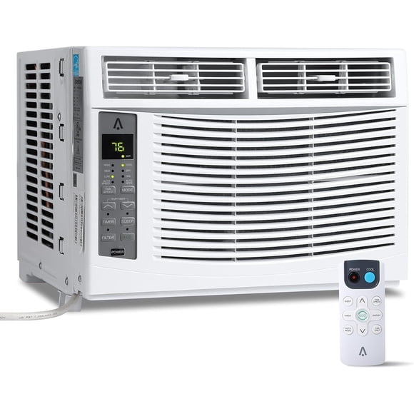 QinaQin 6000BTU Smart Window Air Conditioner Cools 250 sq ft Remote And WiFi Control Energy Efficient Quiet Dehumidifying White for Offices and Bedrooms