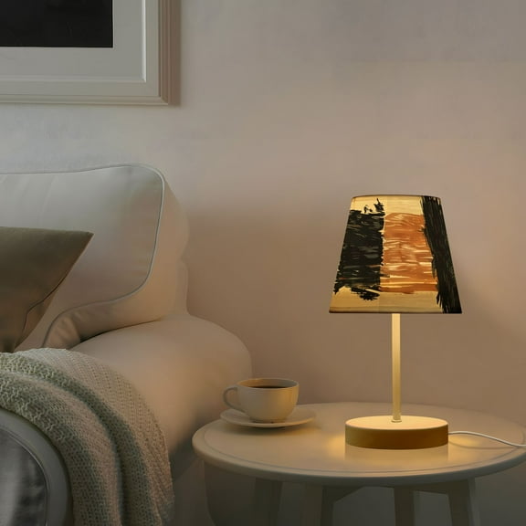 Cowhide Gingham Desk Lamp 3 Color Modes LED Table Lamp Nightstand Reading Light for Bedroom Living Room