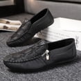 thumbnail image 4 of Mocasines Four Seasons, zapatos individuales, mocasines sin cordones, zapatos de conducción de suela suave, zapatos casuales de cuero con cremallera retro, zapatos para hombres, 4 of 6
