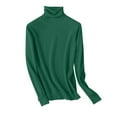 thumbnail image 3 of Women's Turtleneck Sweater Long Sleeve Casual Fall Winter Knit Pullover Sweater Top Dark Green M, 3 of 5