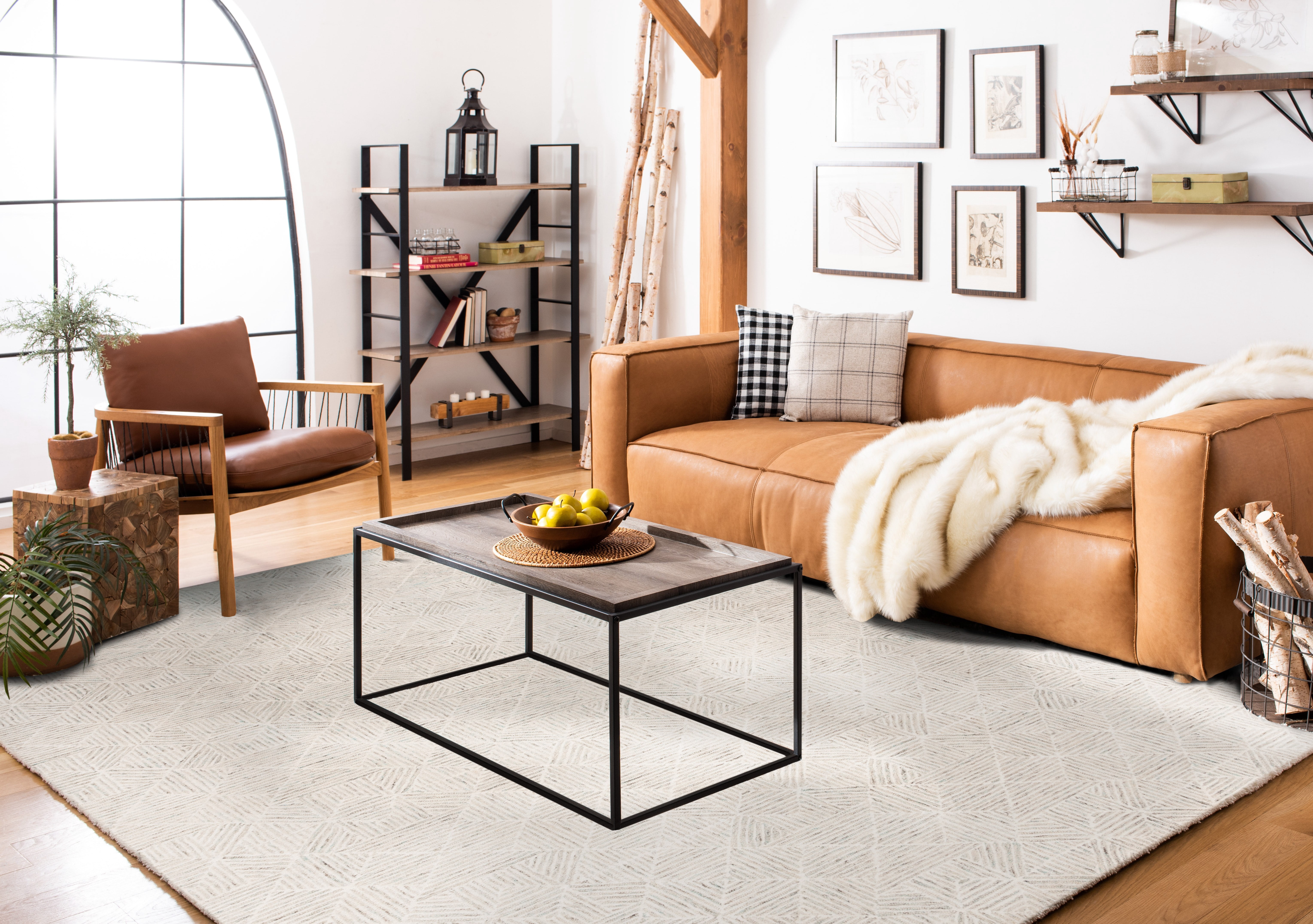 SAFAVIEH Abstract Brock Geometric Area Rug, Ivory/Light Blue, 10' x 10' Square