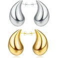 thumbnail image 6 of Tear Drop Earrings Dupes Extra Large/Small For Women, 𝟏𝟖𝐤 Gold Plated Hollow Chunky Hoop Hypoallergenic Lightweight Hollow Waterdrop Earring Fashion Elegant Gift Jewelry, 6 of 12