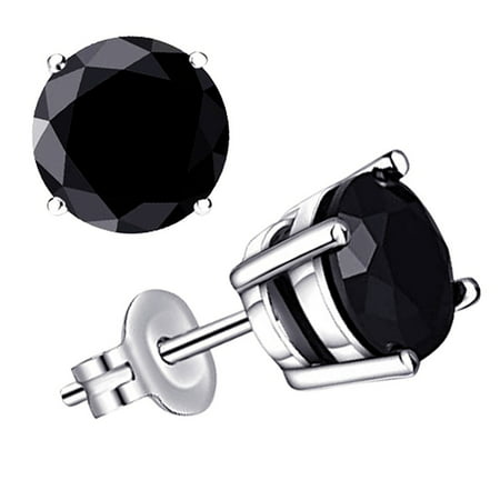 925 Sterling Silver 0.5 Carat Natural Black Diamond Stud Earrings by Orchid Jewelry For Women + Free Jewelry Velvet