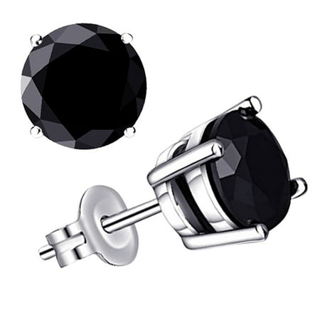 Diamond Brick - 925 Sterling Silver 0.5 Carat Natural Black Diamond Stud Earrings by Orchid Jewelry For Women + Free Jewelry Velvet Pouch