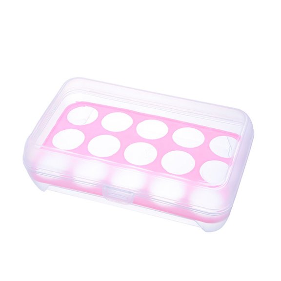 Ikeay Egg Box, Kitchen Supplies Refrigerator Egg Storage Box 15 Grid Portable Picnic Egg Storage Box Plastic Egg Box Travel Egg Storage Container, Egg Storage