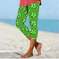 thumbnail image 6 of QATAINLAV Womens St Patricks Day Capri Leggings Cute Shamrock Graphic Print Yoga Pants Irish Festival Party Cropped Tights Green XL, 6 of 6
