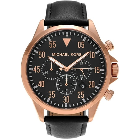 Michael Kors Men's Stainless Steel MK8535 Gage Chronograph Dial Dress Watch, Leather Strap