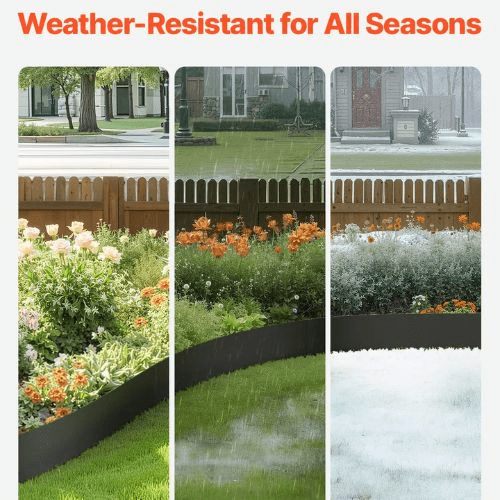 40 x 8 Inch Rust-Resistant Garden Edging Border Steel Landscape Edging ZY-40X8-3Black (Pack of 3)