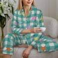 thumbnail image 6 of Daiia Starfish On Checkered Background for Women's Long-Sleeved Pajama Set – Soft & Comfortable Sleepwear Button-Up Pajamas Cozy Lounge Wear-XX-Large, 6 of 7