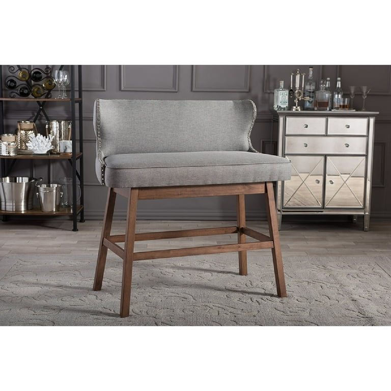 Baxton Studio Gradisca Modern and Contemporary Grey Fabric Button tufted Upholstered Bar Bench Banquette