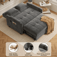 thumbnail image 3 of 51.2" 3-in-1 Convertible Loveseat Sleeper: Pull-Out Futon Sofa Bed with Adjustable Backrest & Side Pocket for Living Room, Office, Apartment - Light Grey, 3 of 10