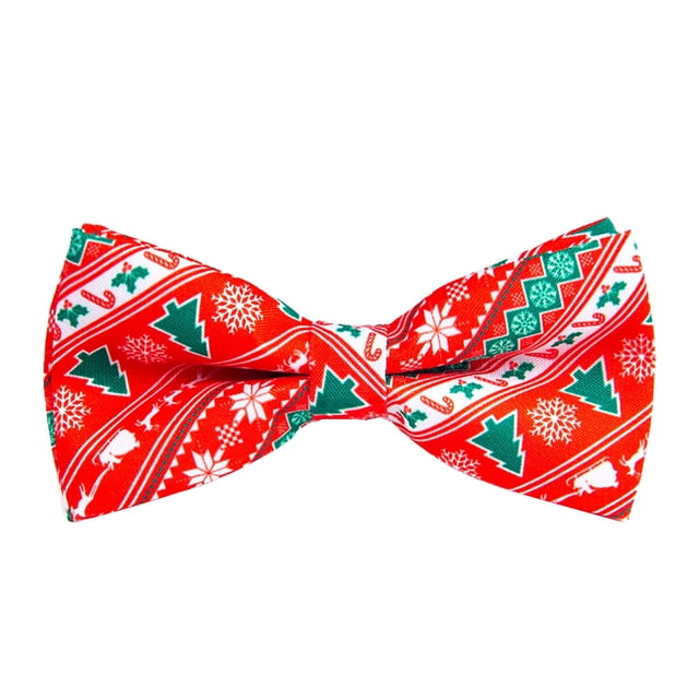Christmas Bow Tie for Men Festive Snowflake Santa Holiday Party Necktie Accessory