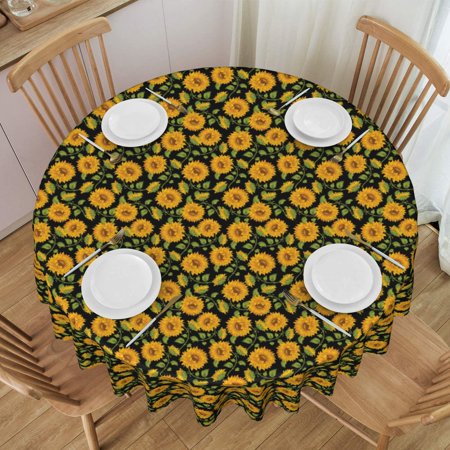 

Tablecloth Sunflower Table Cloth For Circular Tables Waterproof Resistant Picnic Table Covers For Kitchen Dining/Party
