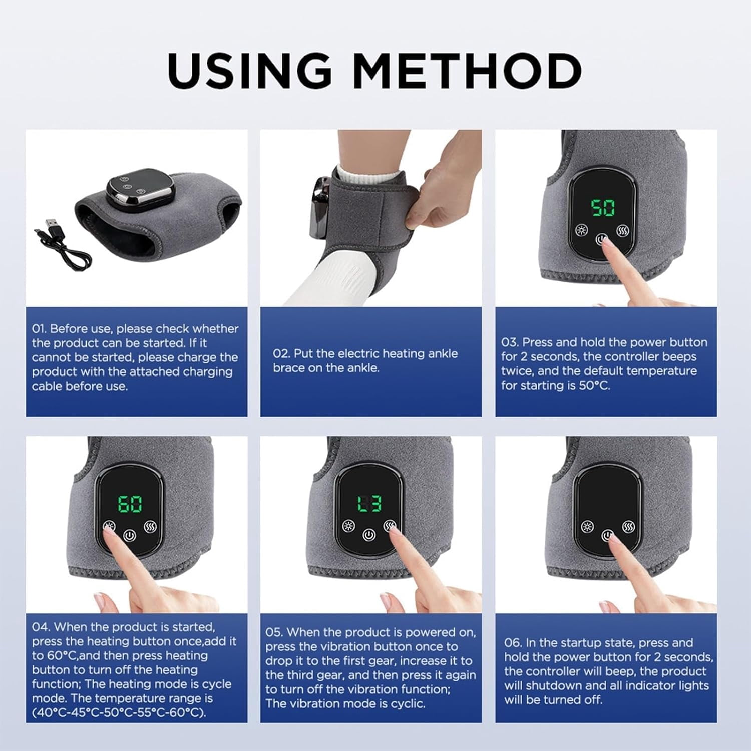 KANOHENO Foot Massager,3 Vibration Modes & 5 Heat Levels,Portable Foot Triple Method Massager for Neuropathy & Circulation & Pain Relief