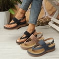 thumbnail image 2 of Womens Wedge Sandals Black Comfy Lightweight Wide Toe Box Low Heels Womens Slippers Size 6 Espadrille Dressy Summer Ankle Strap Buckle Women Sandal, 2 of 9